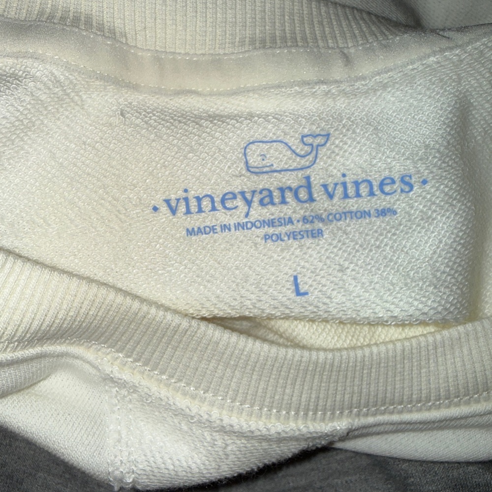Vineyard Vines Cream Pullover with Pale Pink Logo - Picture 4 of 6